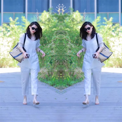 极简大码宽松遮肉上衣百搭小脚裤