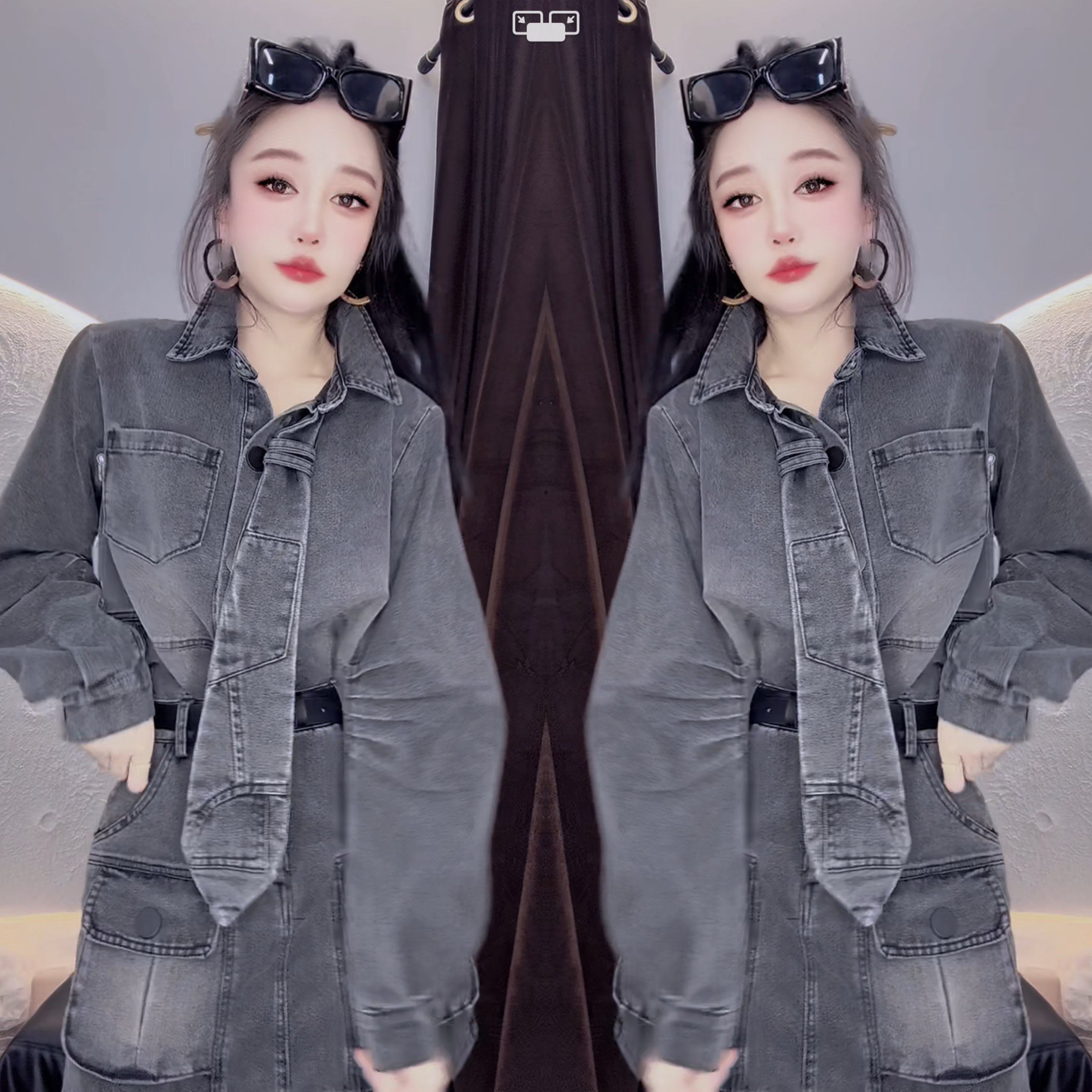 欧货复古高级感气质港风春季新款牛仔衬衫两件套百搭上衣搭配短裙,女装/女士精品,上衣,淘宝优惠券,粉丝福利购,淘宝优惠卷