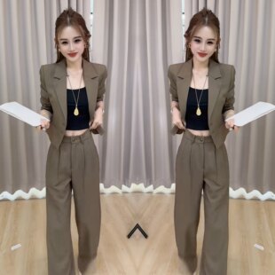 抖音网红爆款时尚减龄气质通勤西装干练显瘦纯色女装外套搭配裤子