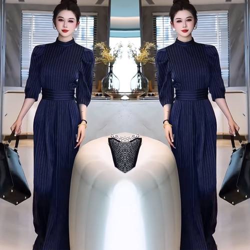 韩版收腰显瘦减龄条纹修身连体裤