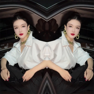 2024年春季新款欧洲站网红时尚同款套装气质女神范衬衫显瘦裤子女
