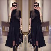 洋气减龄女神范黑色不规则套装 新款 裙马甲裙子 春季 轻熟风网红爆款