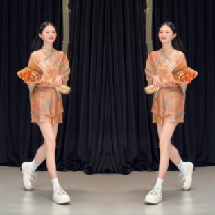 新中式复古韵味国风贵气显瘦洋气宽松提花重工两件套上衣搭配短裤