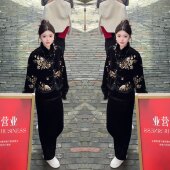 抖音网红爆款 复古国风洋气提花短外套搭配半身裙潮 新中式 秋季 新款