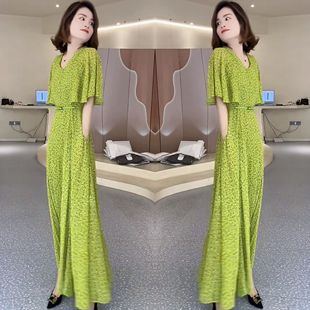 优雅精致女神范高级感气质夏季新款高端长款碎花遮肉知性连衣裙潮