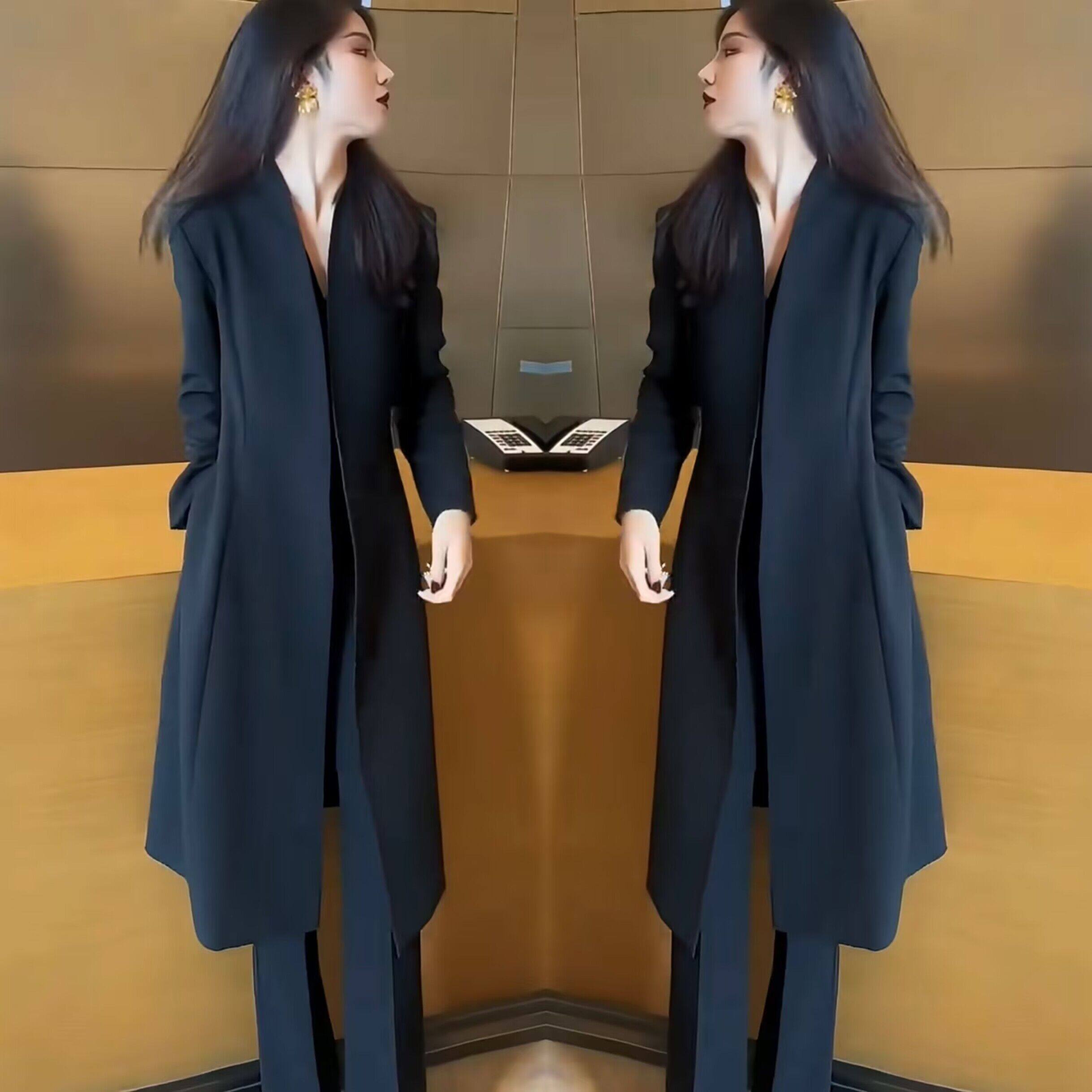 赫本风爆款女装2023年冬季新款高端气质时尚纯色过膝外套高腰裤子,女装/女士精品,风衣,淘宝优惠券,粉丝福利购,淘宝优惠卷