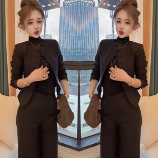 西服两件套单排扣外套裤 网红爆款 简约休闲气质韩版 炸街时尚 子 新款
