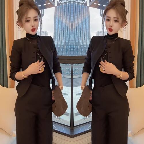 韩版西服两件套单排扣外套裤子