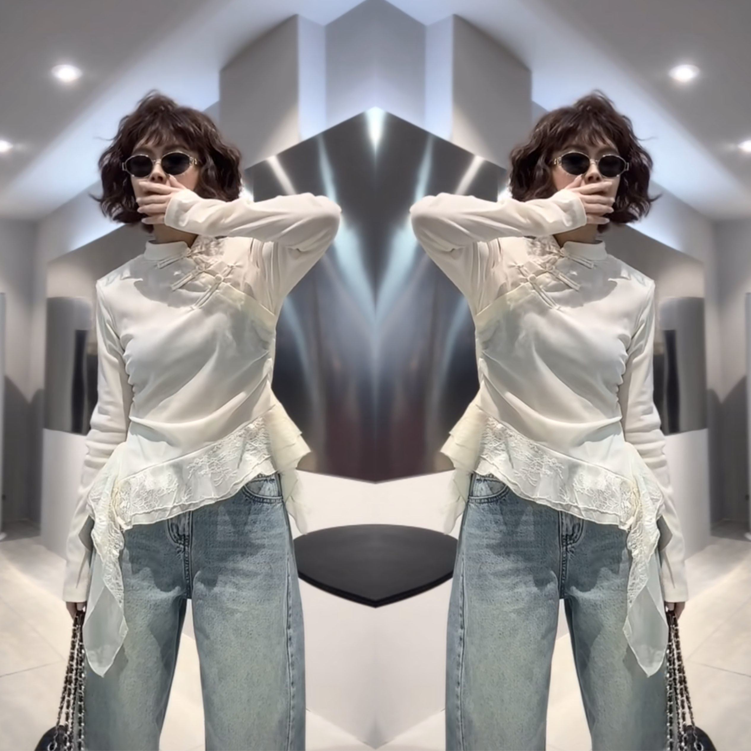 早春新款洋气减龄气质时髦女神范蕾丝边不规则拼接长袖优雅打底衫,女装/女士精品,上衣,淘宝优惠券,粉丝福利购,淘宝优惠卷