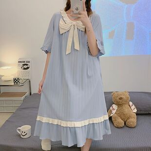 公主风短袖 南极人可外穿睡衣女夏天新款 睡裙宽松日系学生家居服