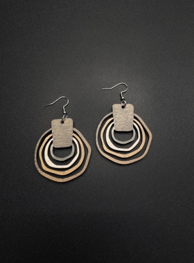 Vintage古著新款波西米亚圆环立体渐变镂空耳环双面耳饰P90653