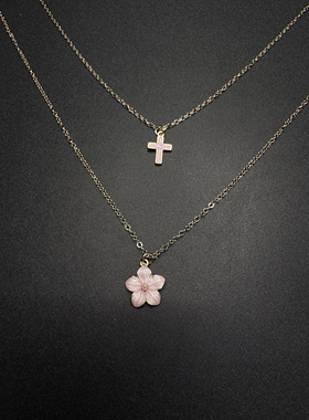 Vintage古著设计感古早风Cerium花朵项链