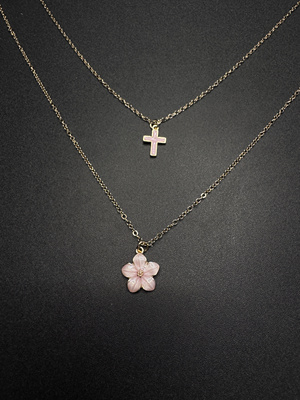 Vintage古著设计感古早风Cerium花朵项链