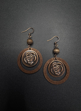 New Vintage 古著 手工制作中式民族风耳环女复古气质耳坠P53006