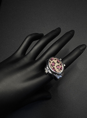 New Vintage古著猎豹纹宝石戒指