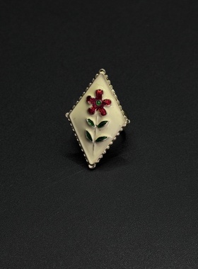 Vintage古著复古花朵戒指中古风指环设计食指戒轻奢配饰H121451