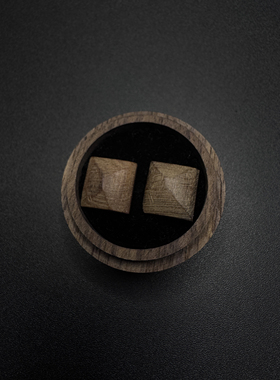 Vintage古着设计感古早风独特木质小众耳钉P62061