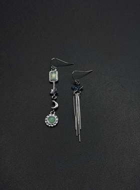 Vintage古著设计感古早风绿色设计感耳环P10653