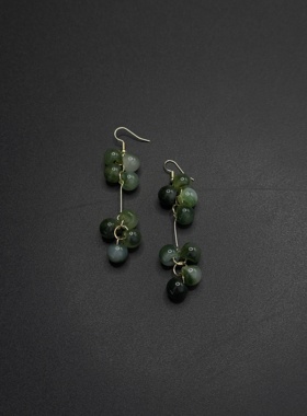 复古绿色葡萄耳环甜美in日系软妹水果耳饰P122955