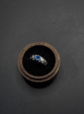 甜美蓝色爱心戒指女气质满天星优雅百搭指环小众戒指R100558