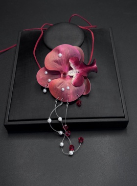 欧美夸张蝴蝶兰项链小众设计长款大花卉项圈气质时尚项饰女R30810