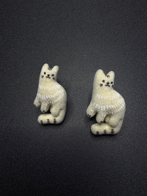 Vintage古著设计感古早风可爱小猫耳饰P52210