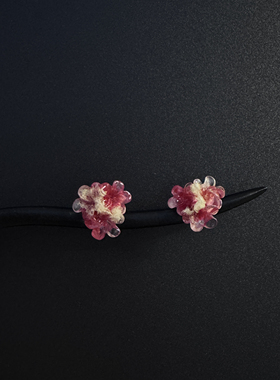 Vintage古着设计感古早风独特小众花朵耳饰F62057