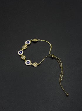 法式复古罗盘白贝母手链女轻奢小众精致抽拉式手环气质手饰R30405