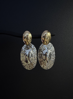 Vintage古着设计感古早风独特小众金属风耳饰F62251