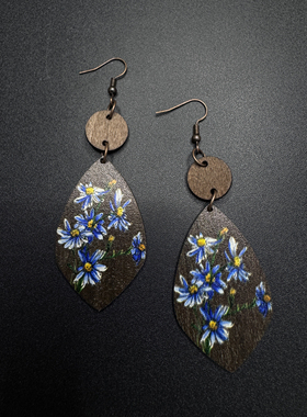 Vintage古着古早风独特滴复古做旧薰衣草小众耳饰P61457