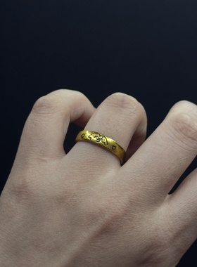 New Vintage 古著 复古金色雕花文艺气质开口戒指女款P122752