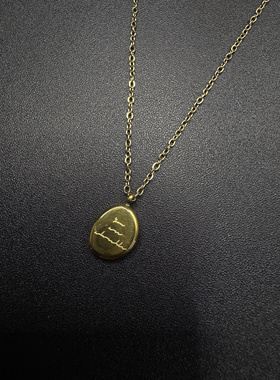 New Vintage古著设计感小众Retro金色项链