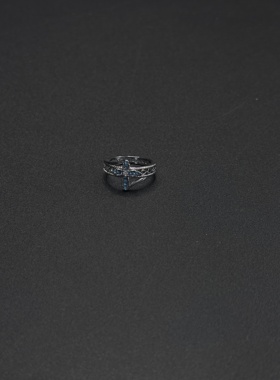 十字款戒指欧美简约时尚女士指环Cross Ring蓝钻女戒R30611