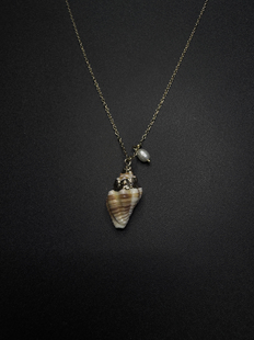 Vintage古着设计感古早风独特贝壳珍珠海螺小众项链H41705