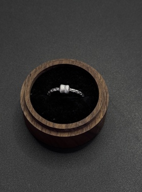 Vintage古著拉丝几何戒指女款法式轻奢高级感小众温柔戒指P112858