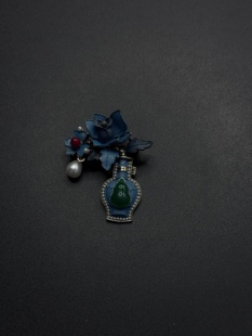 国风仿烧蓝花瓶胸针传统福禄胸花汉服旗袍别针扣配饰礼物P11755