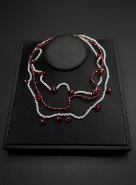 花花串珠项链女少女小清新可爱米珠项链锁骨链R110652