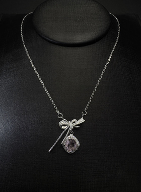 New Vintage古著设计感Vintage古早风Bow square candy项链