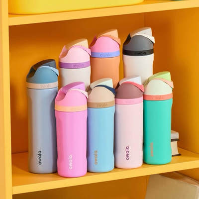 owala保温杯Freesip Kids 16OZ水杯不锈钢吸管保温杯运动杯弹盖杯