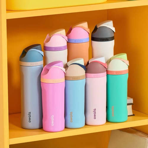 owala保温杯Freesip Kids 16OZ水杯不锈钢吸管保温杯运动杯弹盖杯