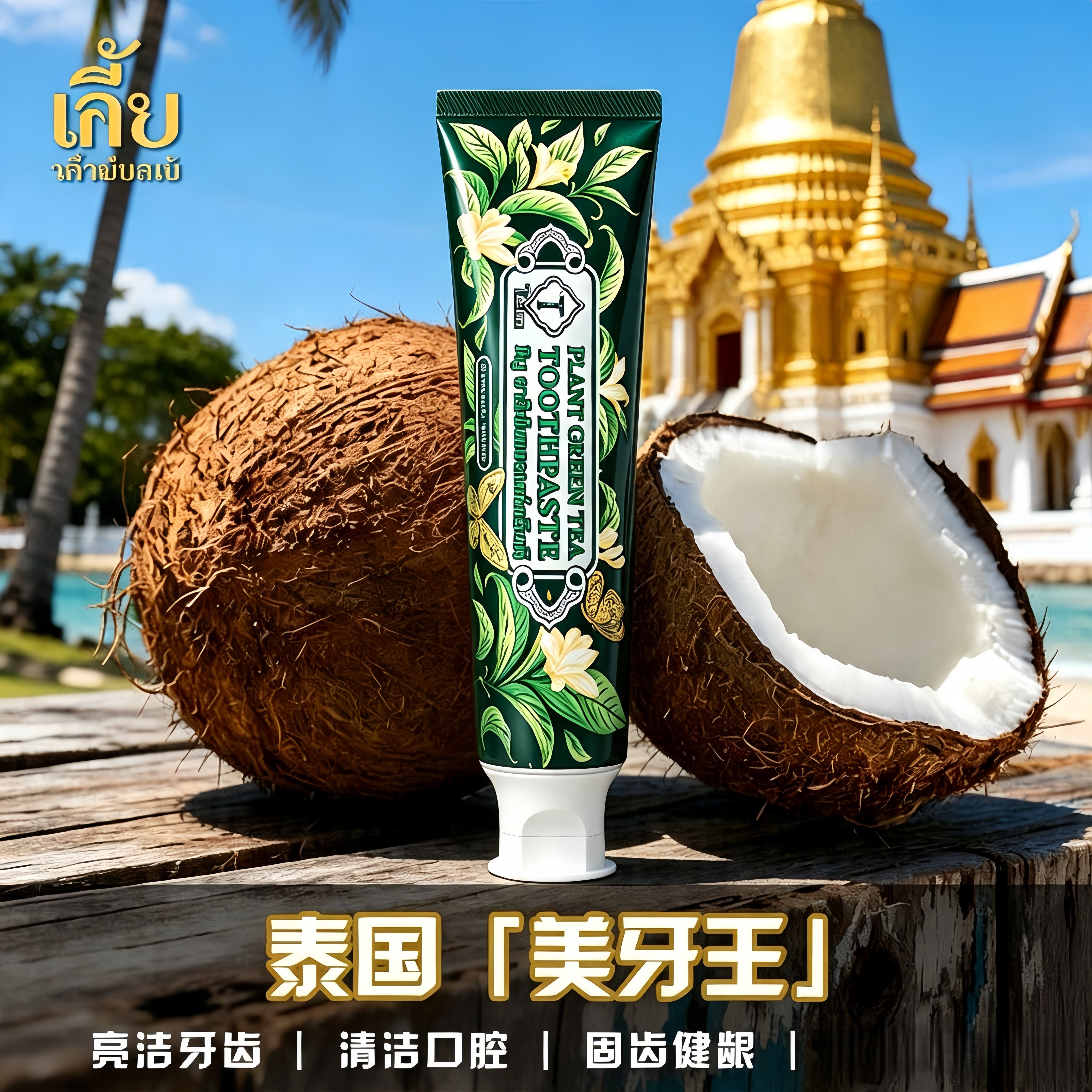 泰国原装进口绿茶牙膏清新口气