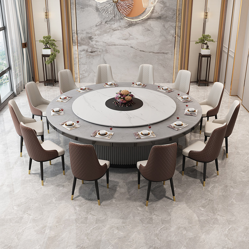 酒店餐桌大圆桌电动转盘饭店餐厅包厢用15人20人高端定制2米3米
