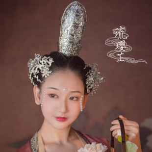 【琉璎芷】【招凉仕女】传统匠工首饰汉服头饰宋制山口冠铜镀金