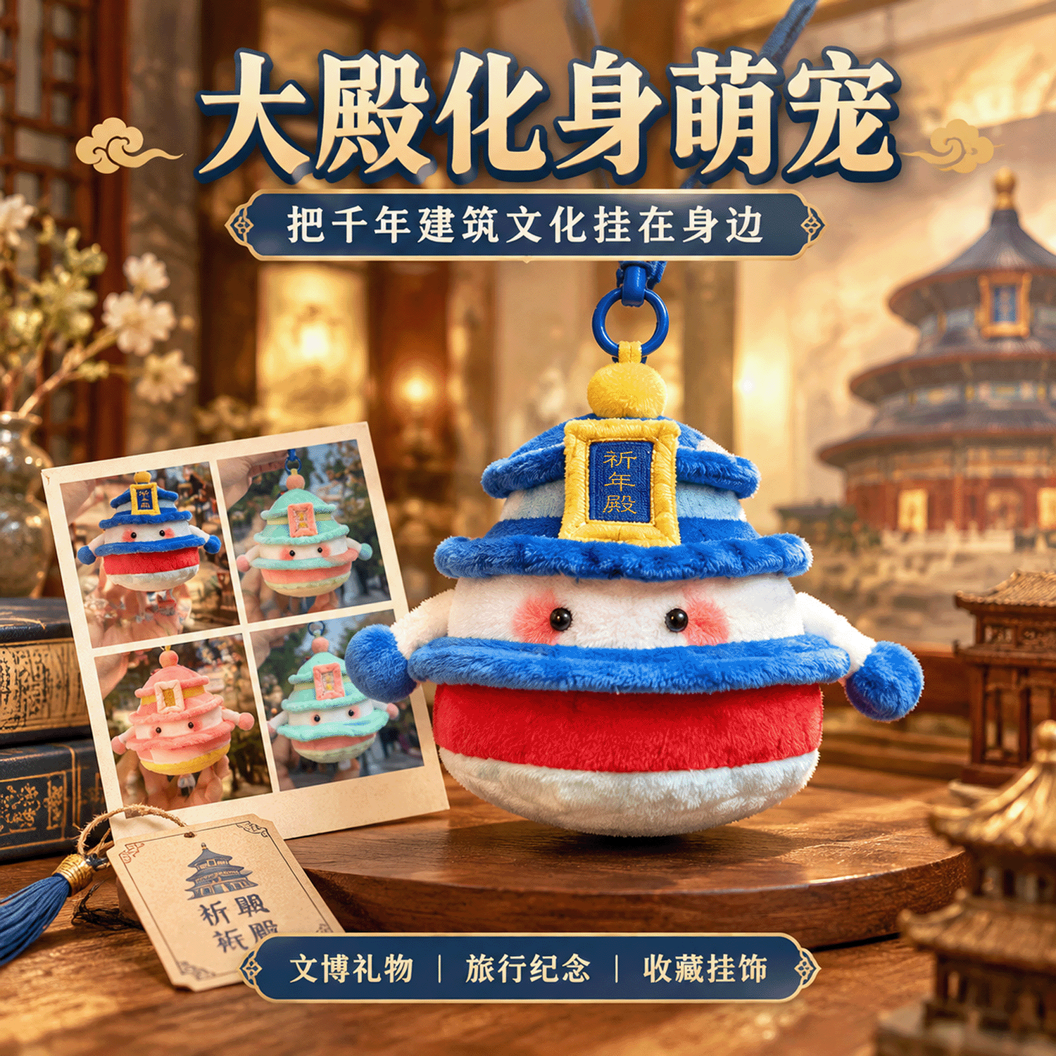 坛嘟嘟北京天坛祈年殿毛绒挂件可爱磁吸手玩偶包挂饰国风纪念礼物