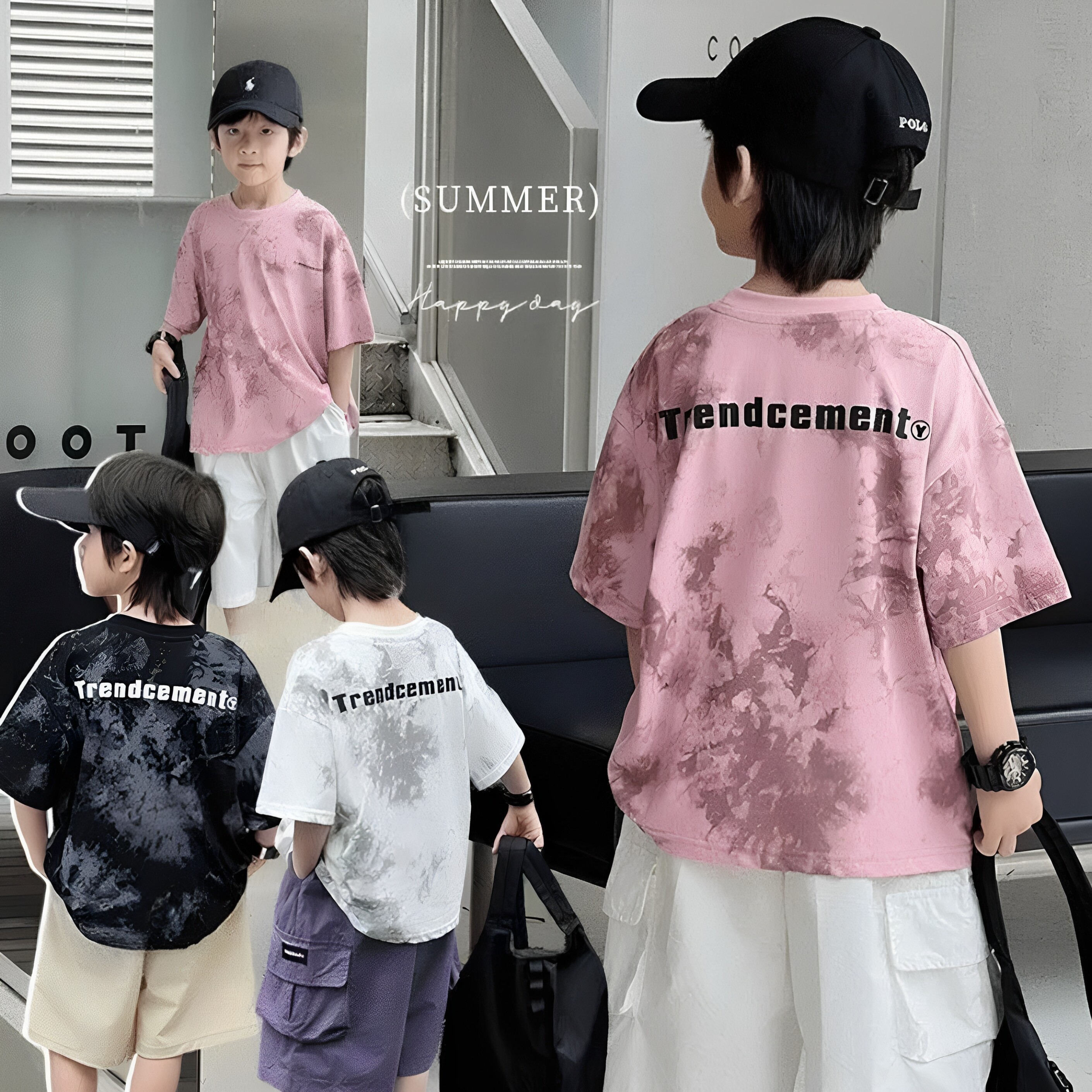 男童夏季纯棉扎染短袖T恤