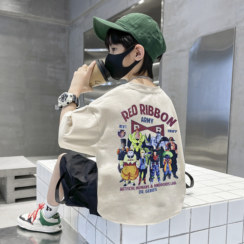 儿童纯棉短袖t恤2026新款夏季男童中大童痞帅风潮牌14岁童装上衣