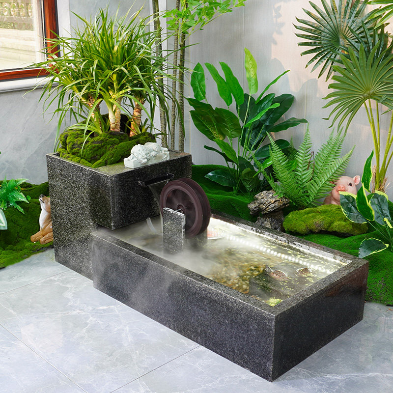 微缩景观流水摆件循环水阳台庭院小鱼池喷泉水景创意养鱼缸花槽
