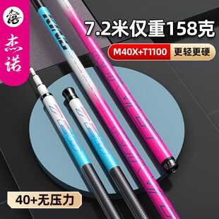 杰诺冰蓝粉鱼竿钓鱼竿手杆超轻超硬碳素综合竿鲫鲤鱼竿黑坑台钓竿