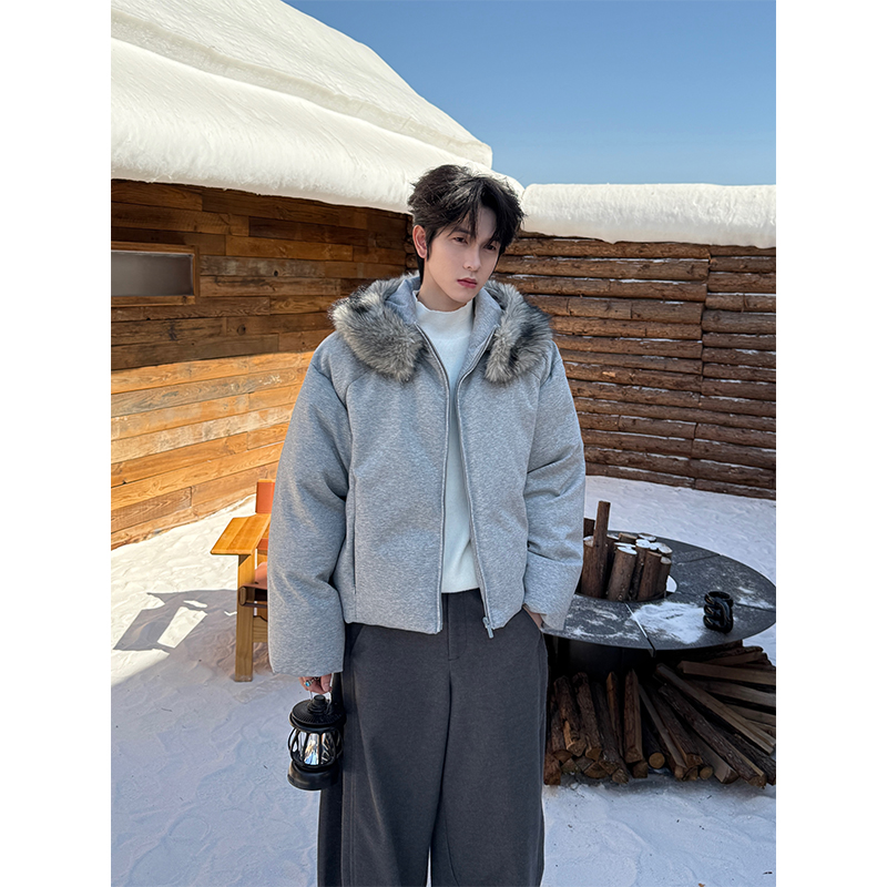 3CP可拆毛领棉衣保暖连帽