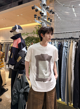 叁贰叁 高街印花短袖T恤男纯棉宽松圆领上衣潮流休闲半袖打底